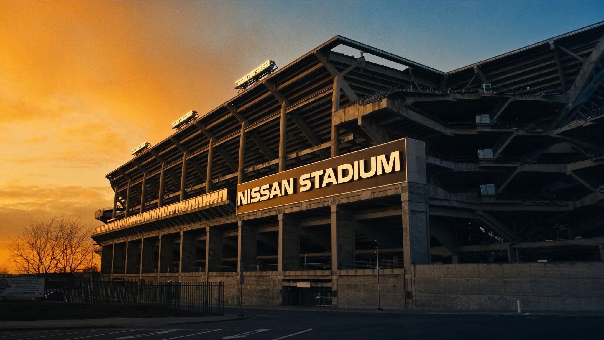 Nissan Stadium at dusk